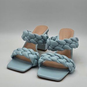 Women's Braided Heeled Sandals Backless Square Open Toe Size 8